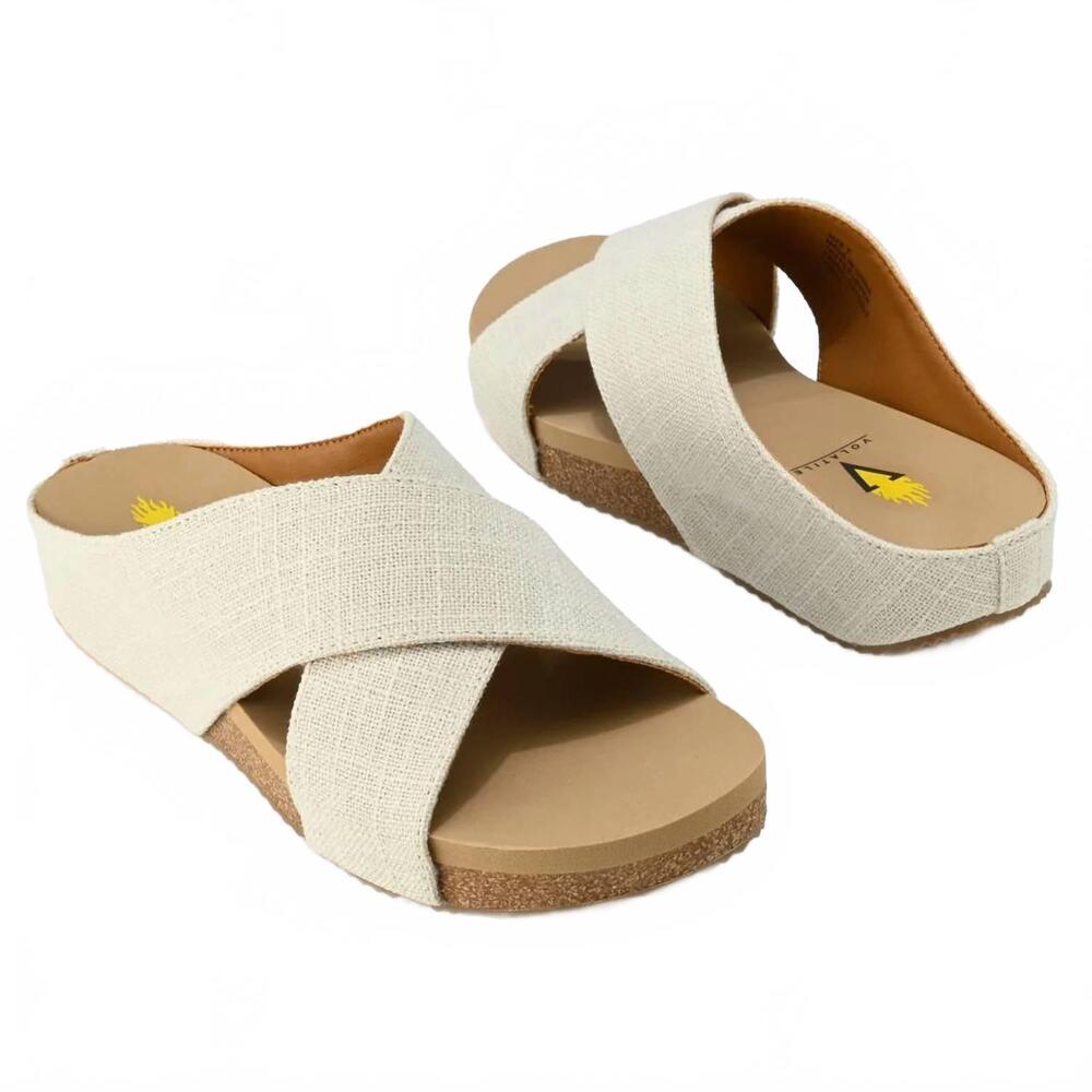 NEW VOLATILE women's ablette ultra comfort slip-on crisscross slides in white